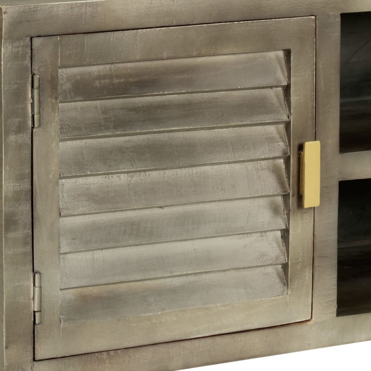 vidaXL Έπιπλο Τηλεόρασης Γκρι Με Ορείχαλκο 110x30x48 εκ. Μασίφ Μάνγκο