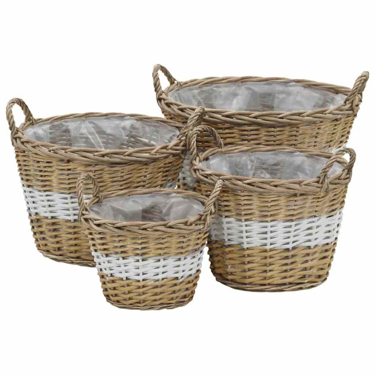 vidaXL Γλάστρες Υπερυψωμένες 4 τεμ. Wicker με Επένδυση Πολυαιθυλενίου