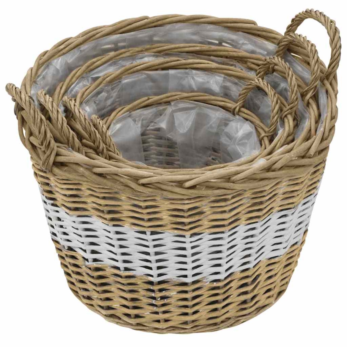 vidaXL Γλάστρες Υπερυψωμένες 4 τεμ. Wicker με Επένδυση Πολυαιθυλενίου