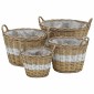 vidaXL Γλάστρες Υπερυψωμένες 4 τεμ. Wicker με Επένδυση Πολυαιθυλενίου