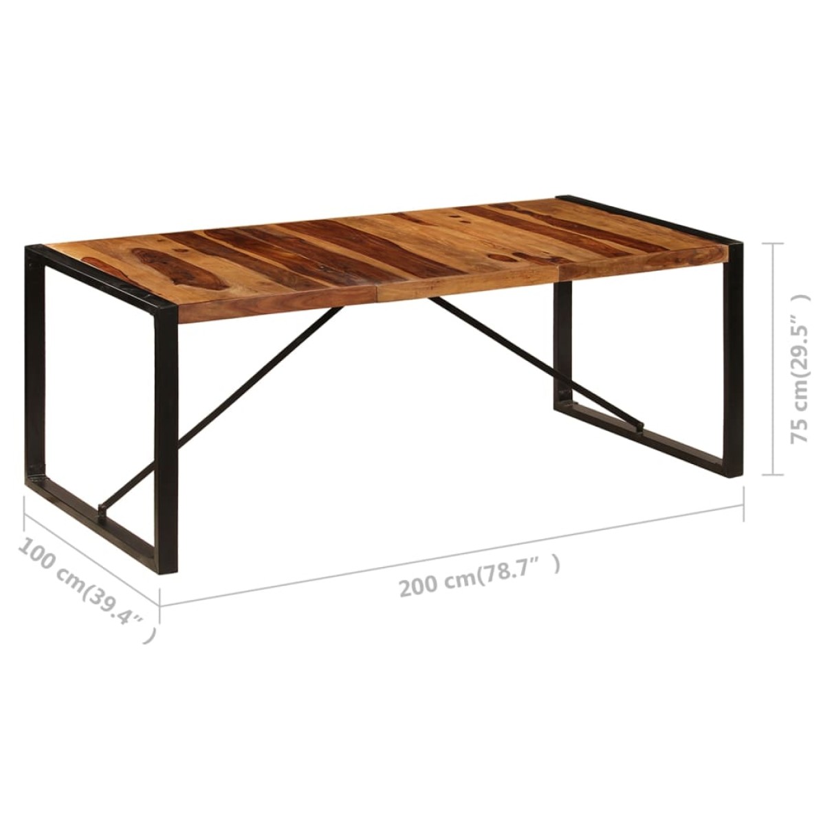 vidaXL Τραπεζαρία 200 x 100 x 75 εκ. από Μασίφ Ξύλο Sheesham