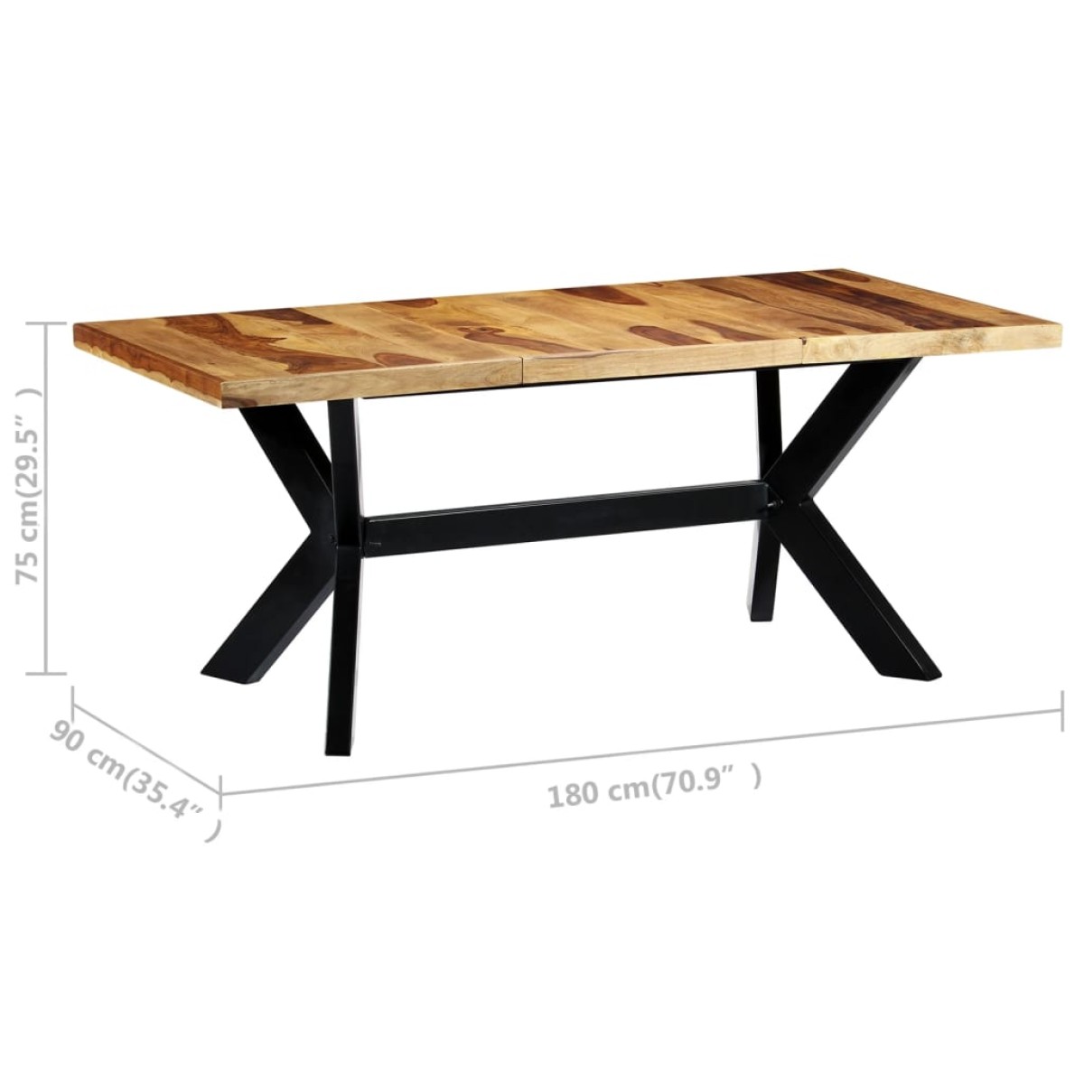 vidaXL Τραπεζαρία 180 x 90 x 75 εκ. από Μασίφ Ξύλο Sheesham