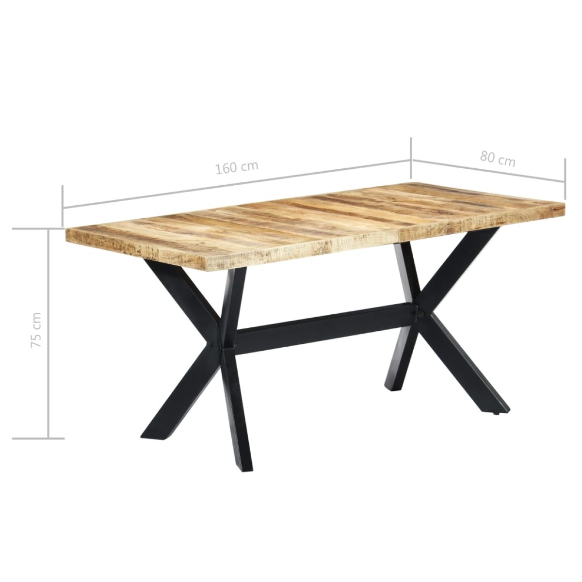 vidaXL Τραπεζαρία 160 x 80 x 75 εκ. από Μασίφ Ακατέργαστο Ξύλο Μάνγκο