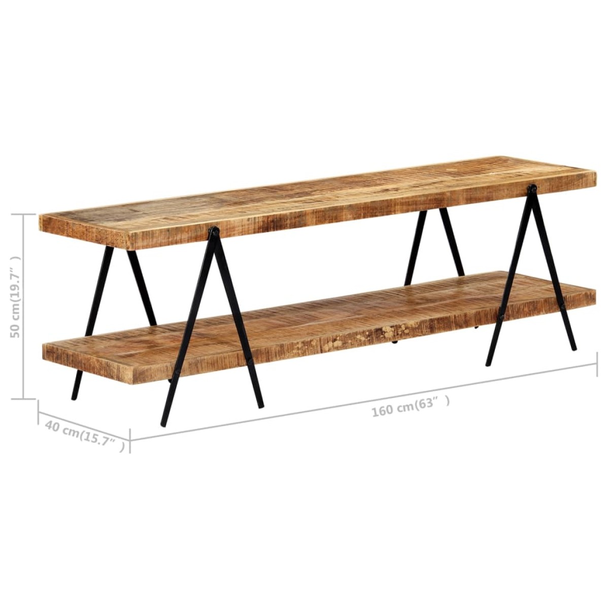 vidaXL Έπιπλο Τηλεόρασης 160 x 40 x 50 εκ. από Μασίφ Ξύλο Μάνγκο