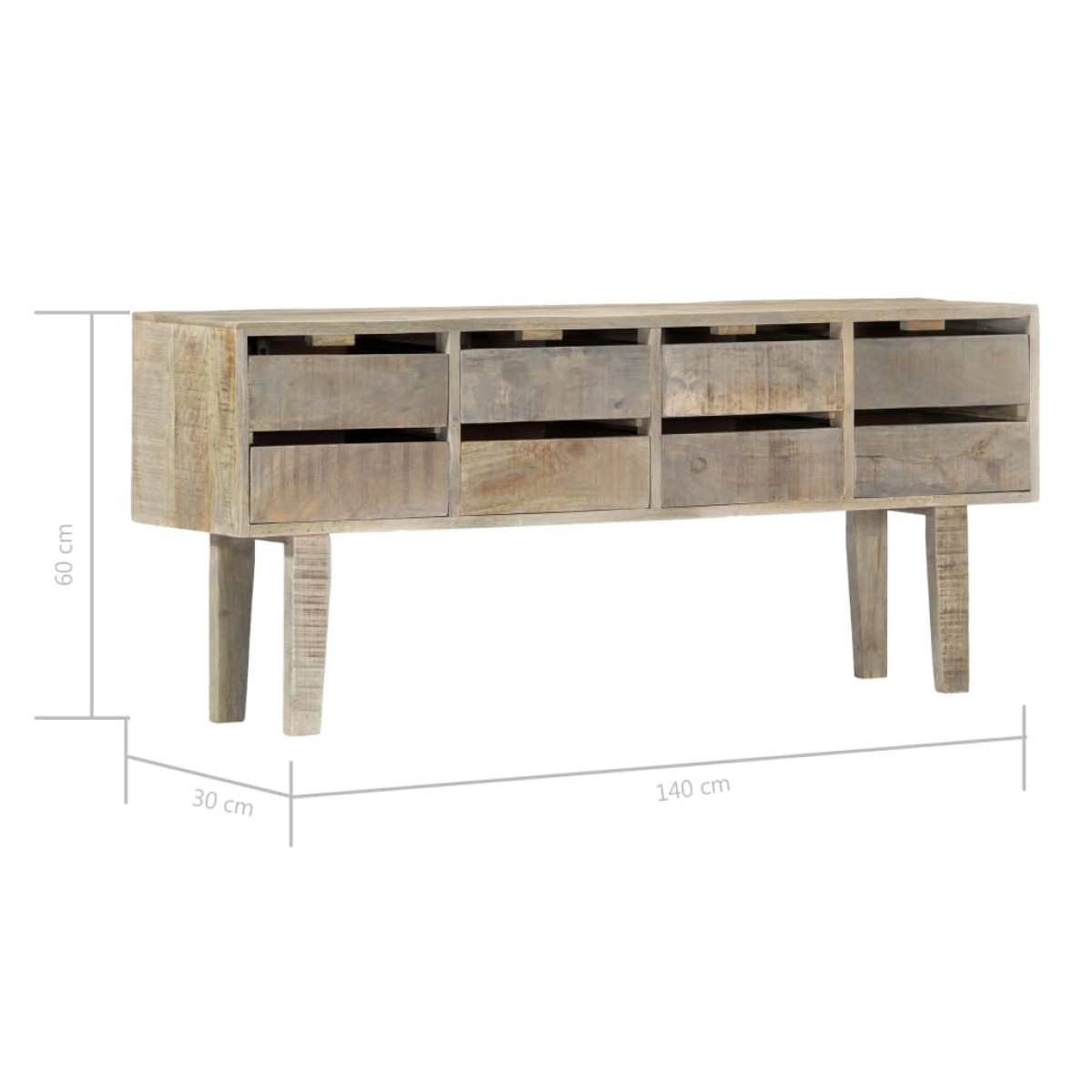 vidaXL Μπουφές με Συρτάρια 140 x 30 x 60 εκ. από Μασίφ Ξύλο Μάνγκο