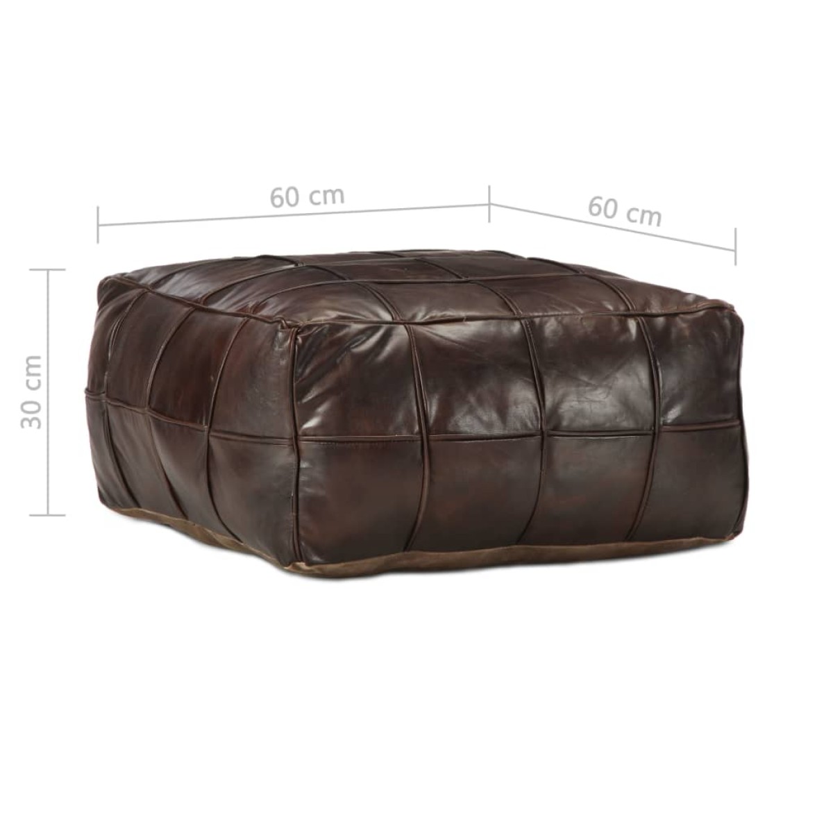 vidaXL Πουφ Σκούρο Καφέ 60 x 60 x 30 εκ. από Γνήσιο Δέρμα Κατσίκας