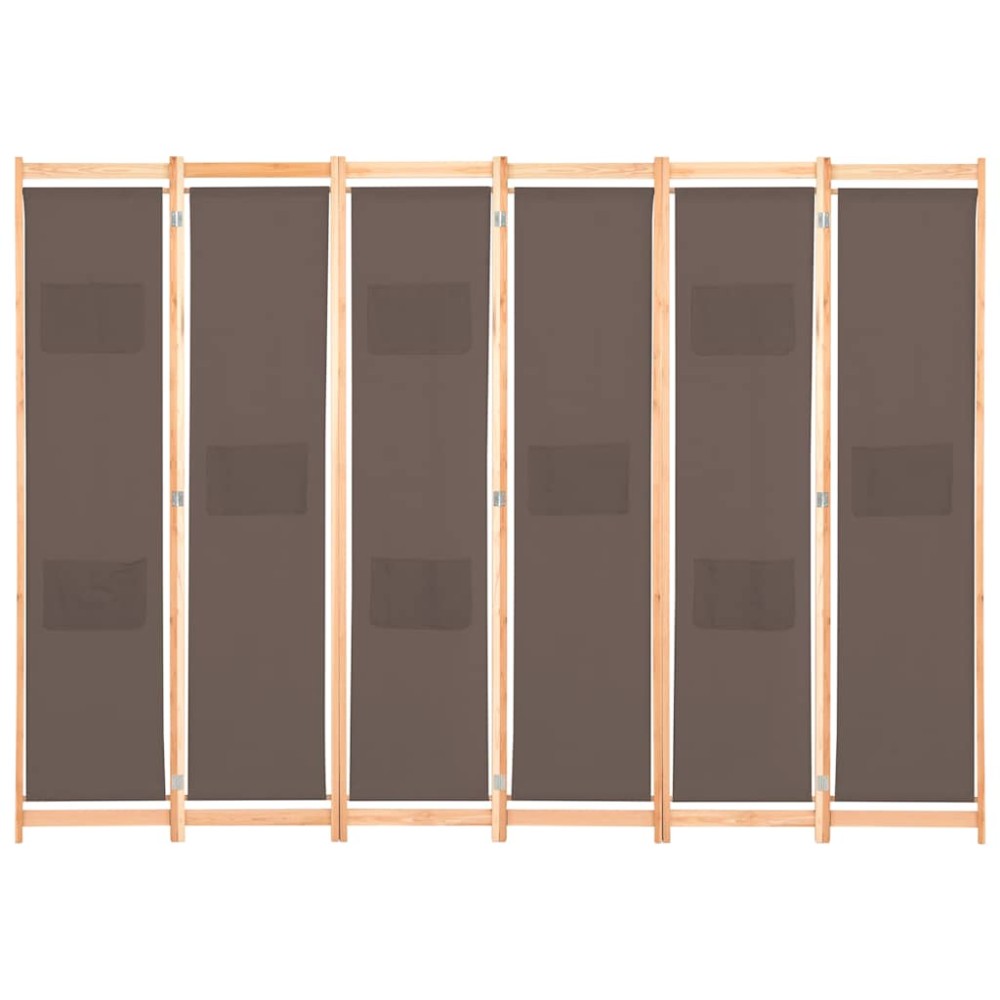 vidaXL Διαχωριστικό Δωματίου με 6 Πάνελ Καφέ 240x170x4 εκ. Υφασμάτινο