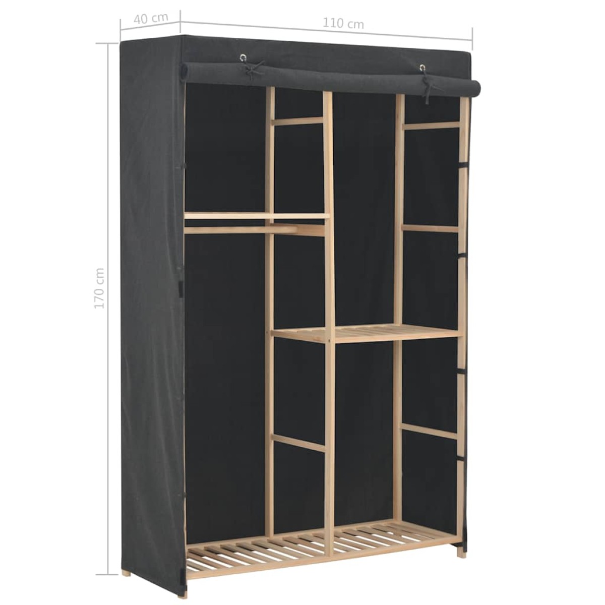 vidaXL Ντουλάπα με 3 Ράφια Γκρι 110 x 40 x 170 εκ. Υφασμάτινη
