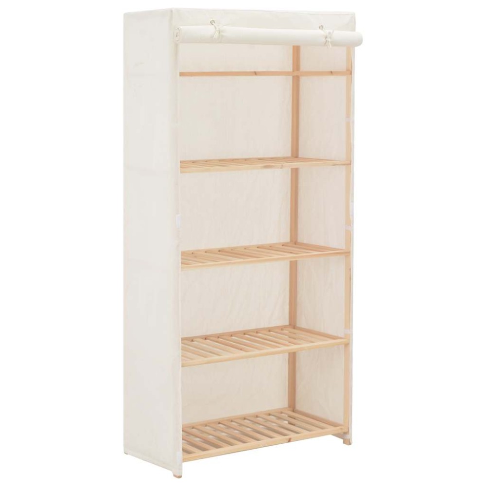 vidaXL Ντουλάπα Λευκή 79 x 40 x 170 εκ. Υφασμάτινη