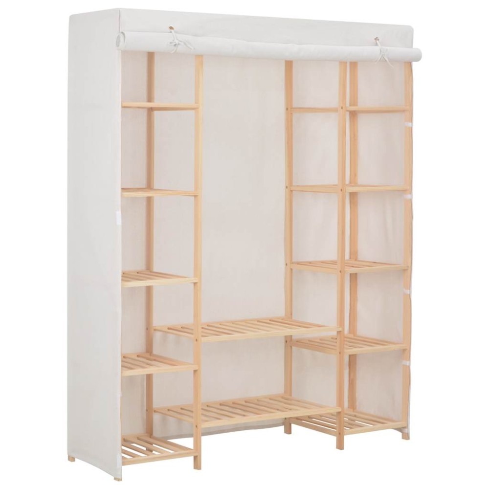 vidaXL Ντουλάπα Λευκή 135 x 40 x 170 εκ. Υφασμάτινη