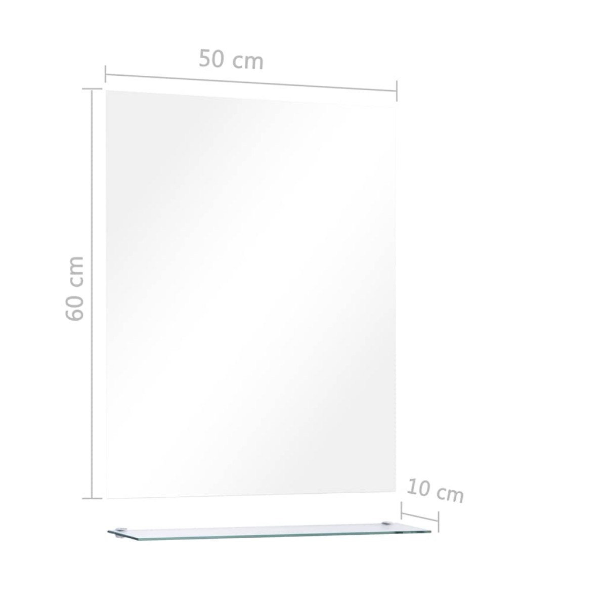 vidaXL Καθρέφτης Τοίχου με Ράφι 50 x 60 εκ. από Ψημένο Γυαλί