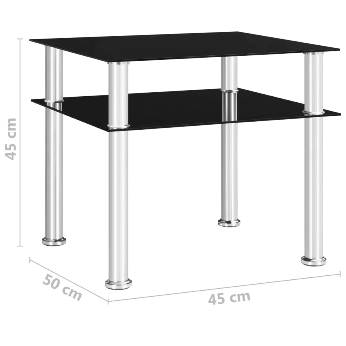 vidaXL Τραπέζι Βοηθητικό Μαύρο 45 x 50 x 45 εκ. από Ψημένο Γυαλί
