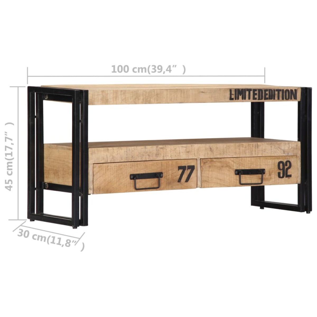 vidaXL Έπιπλο Τηλεόρασης 100 x 30 x 45 εκ. από Μασίφ Ξύλο Μάνγκο