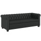 vidaXL Καναπέδες Chesterfield Διθέσιος + Τριθέσιος Μαύρο Συνθ. Δέρμα