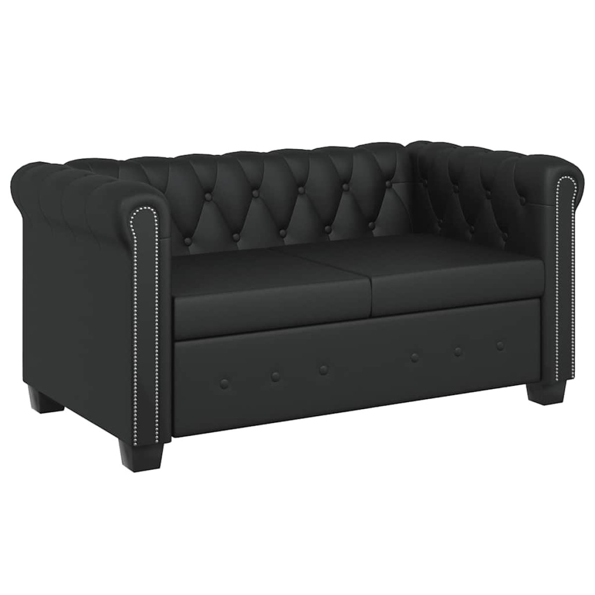 vidaXL Καναπέδες Chesterfield Διθέσιος + Τριθέσιος Μαύρο Συνθ. Δέρμα