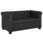 vidaXL Καναπέδες Chesterfield Διθέσιος + Τριθέσιος Μαύρο Συνθ. Δέρμα