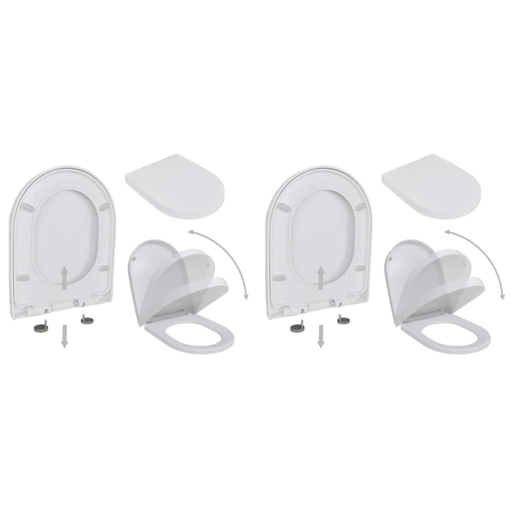 vidaXL Καλύμματα Λεκάνης με Μηχανισμό Soft Close 2 τεμ. Λευκά Πλαστικά