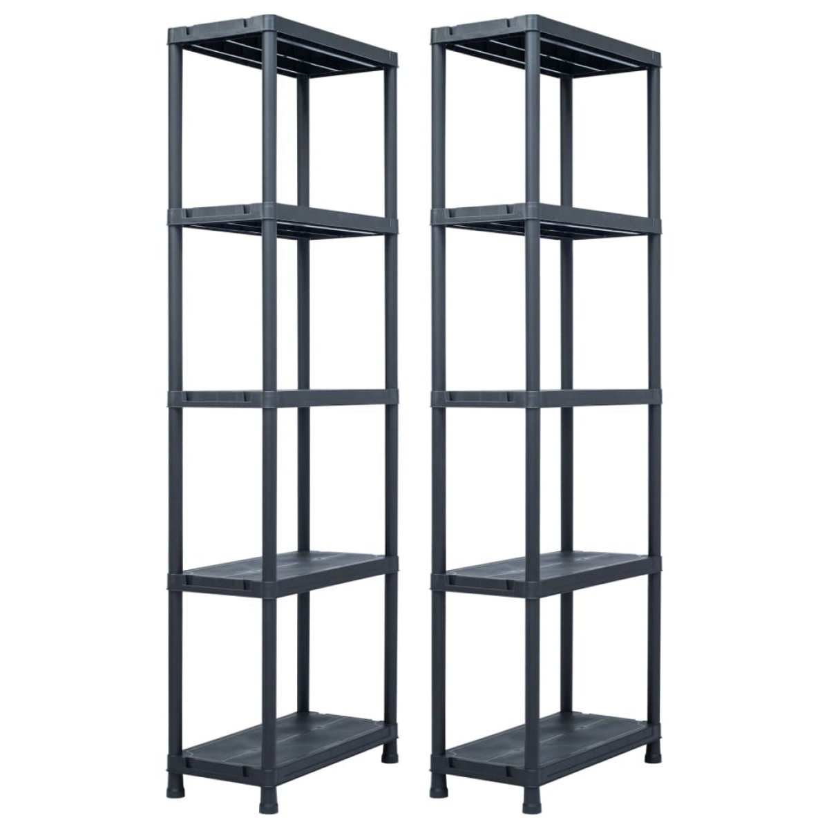 vidaXL Ραφιέρες 2 τεμ. Μαύρες 125 κ. 60 x 30 x 180 εκ. Πλαστικές