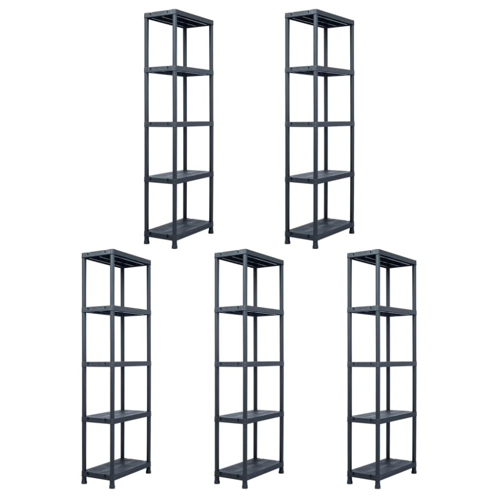 vidaXL Ραφιέρες 5 τεμ. Μαύρες 125 κ. 60 x 30 x 180 εκ. Πλαστικές