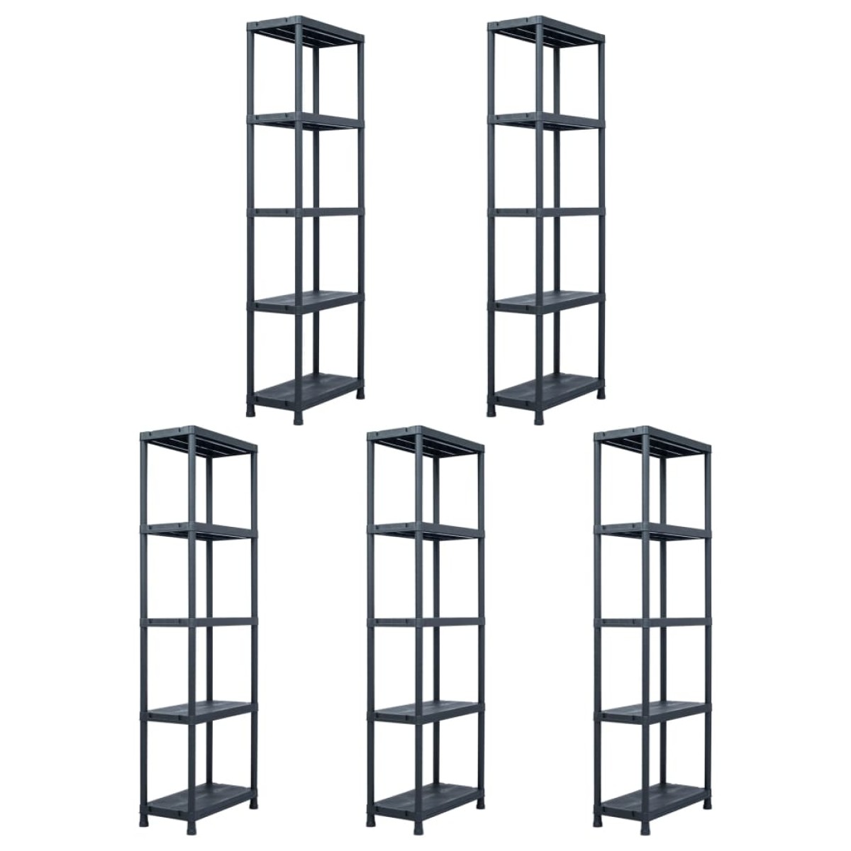 vidaXL Ραφιέρες 5 τεμ. Μαύρες 125 κ. 60 x 30 x 180 εκ. Πλαστικές
