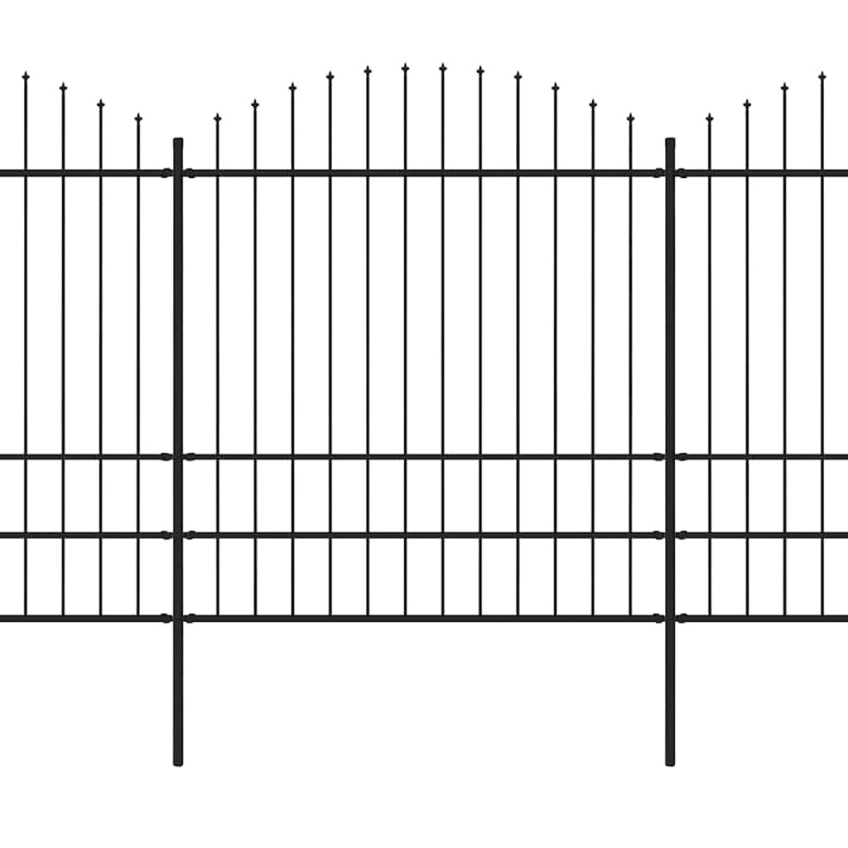 vidaXL Κάγκελα Περίφραξης με Λόγχες Μαύρα (1,75-2) x 5,1 μ. Ατσάλινα