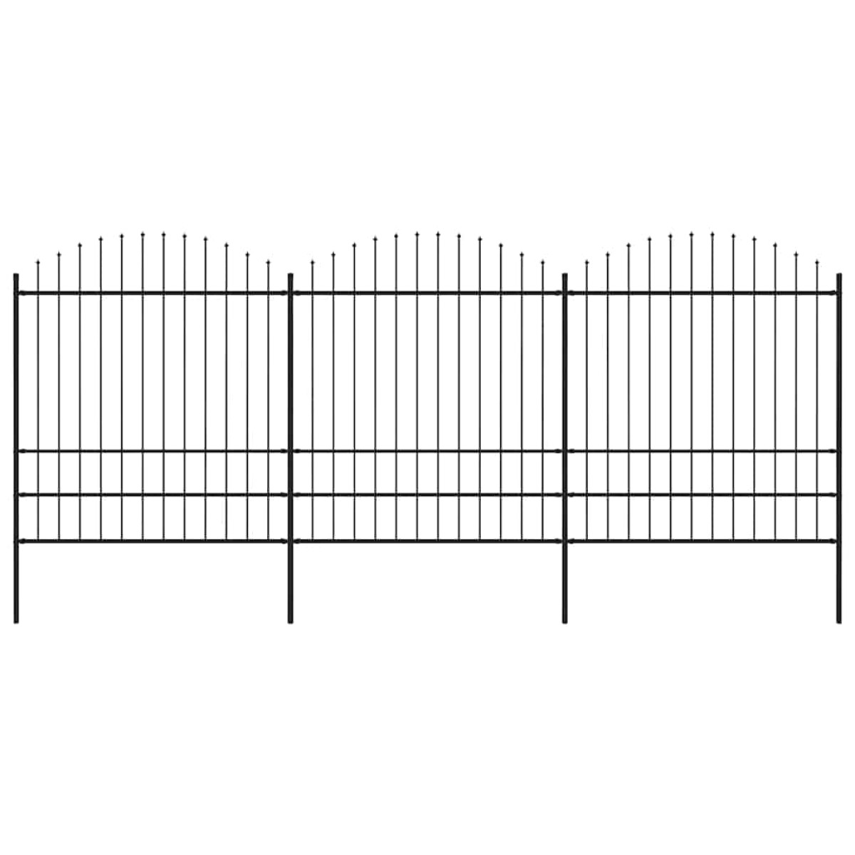 vidaXL Κάγκελα Περίφραξης με Λόγχες Μαύρα (1,75-2) x 5,1 μ. Ατσάλινα