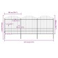 vidaXL Κάγκελα Περίφραξης με Λόγχες Μαύρα (1,75-2) x 5,1 μ. Ατσάλινα