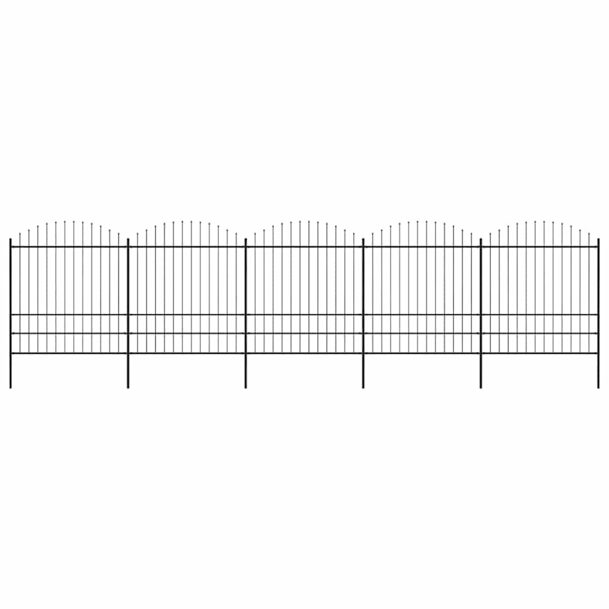 vidaXL Κάγκελα Περίφραξης με Λόγχες Μαύρα (1,75-2) x 8,5 μ. Ατσάλινα