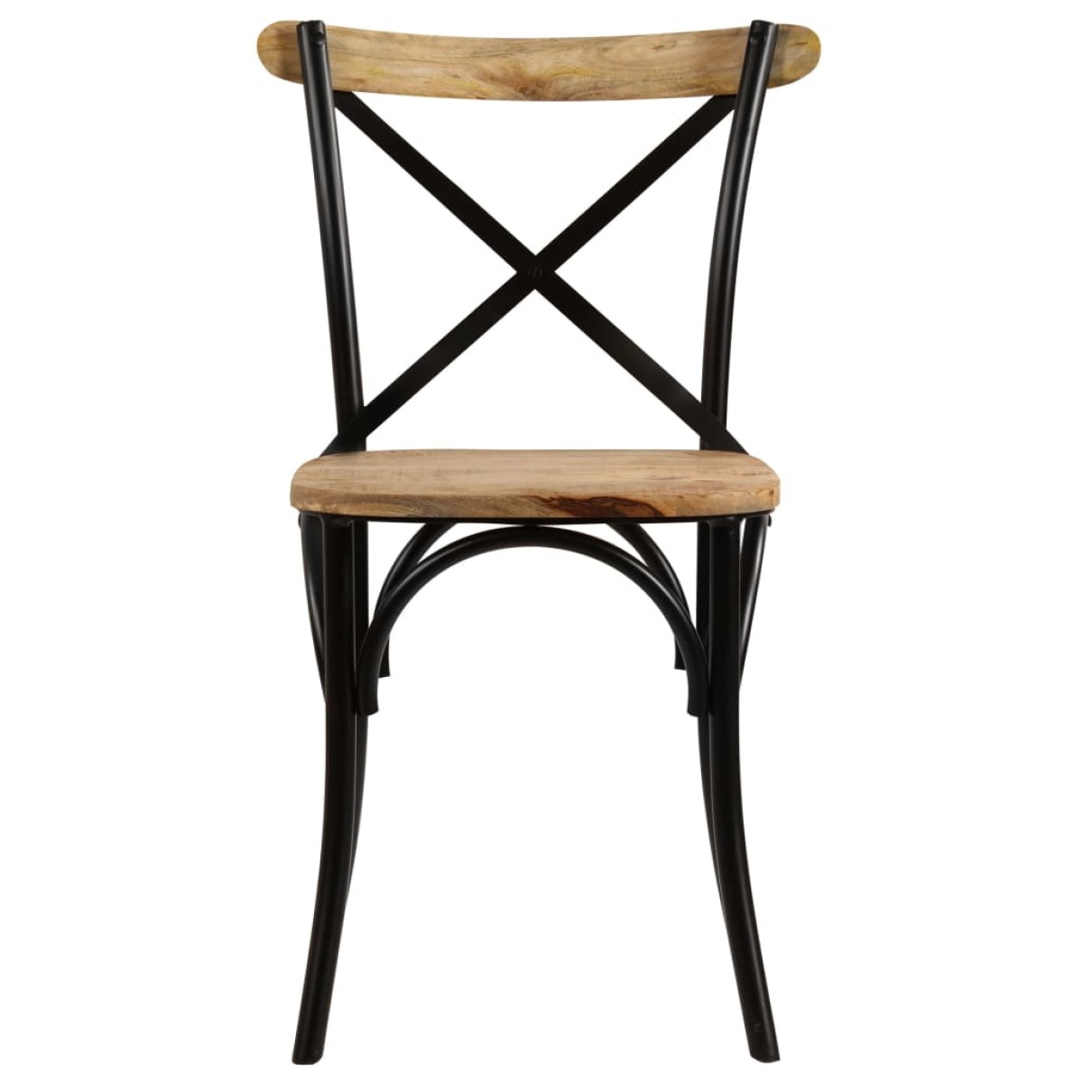 vidaXL Καρέκλες με Χιαστί Πλάτη 4 τεμ. Μαύρες από Μασίφ Ξύλο Μάνγκο
