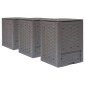 vidaXL Κομποστοποιητές 3 τεμ. Καφέ 60x60x83 εκ. 900 L Πλαστικό Ρατάν