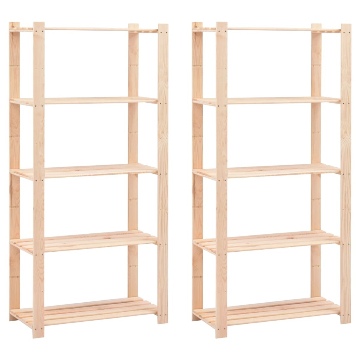 vidaXL Ραφιέρες 5 Επιπέδων 2 τεμ. 250 κ 80x38x170 εκ Μασίφ Ξύλο Πεύκου
