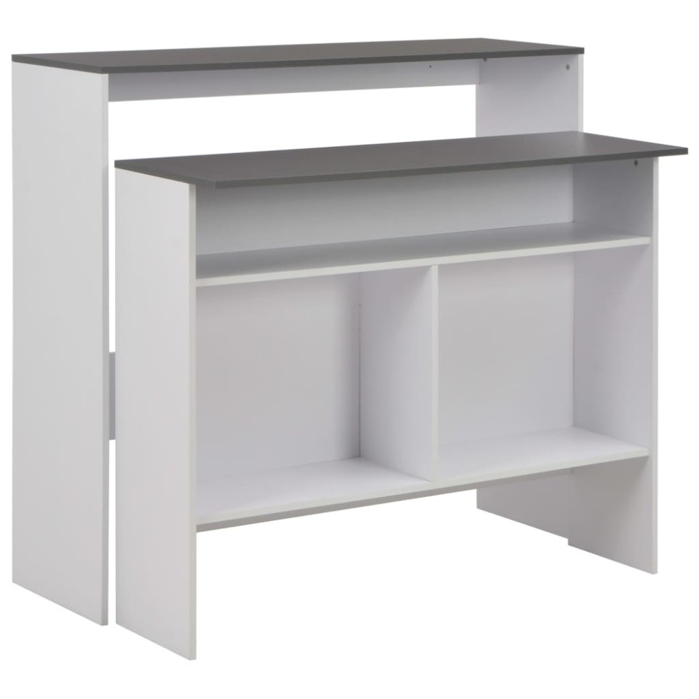 vidaXL Τραπέζι Μπαρ με 2 Επιφάνειες Λευκό / Γκρι 130 x 40 x 120 εκ.