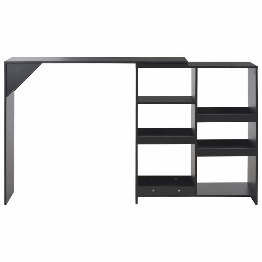 vidaXL Τραπέζι Μπαρ με Κινητή Ραφιέρα Μαύρο 138 x 39 x 110 εκ.