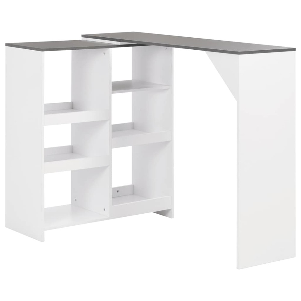 vidaXL Τραπέζι Μπαρ με Κινητή Ραφιέρα Λευκό 138 x 39 x 110 εκ.