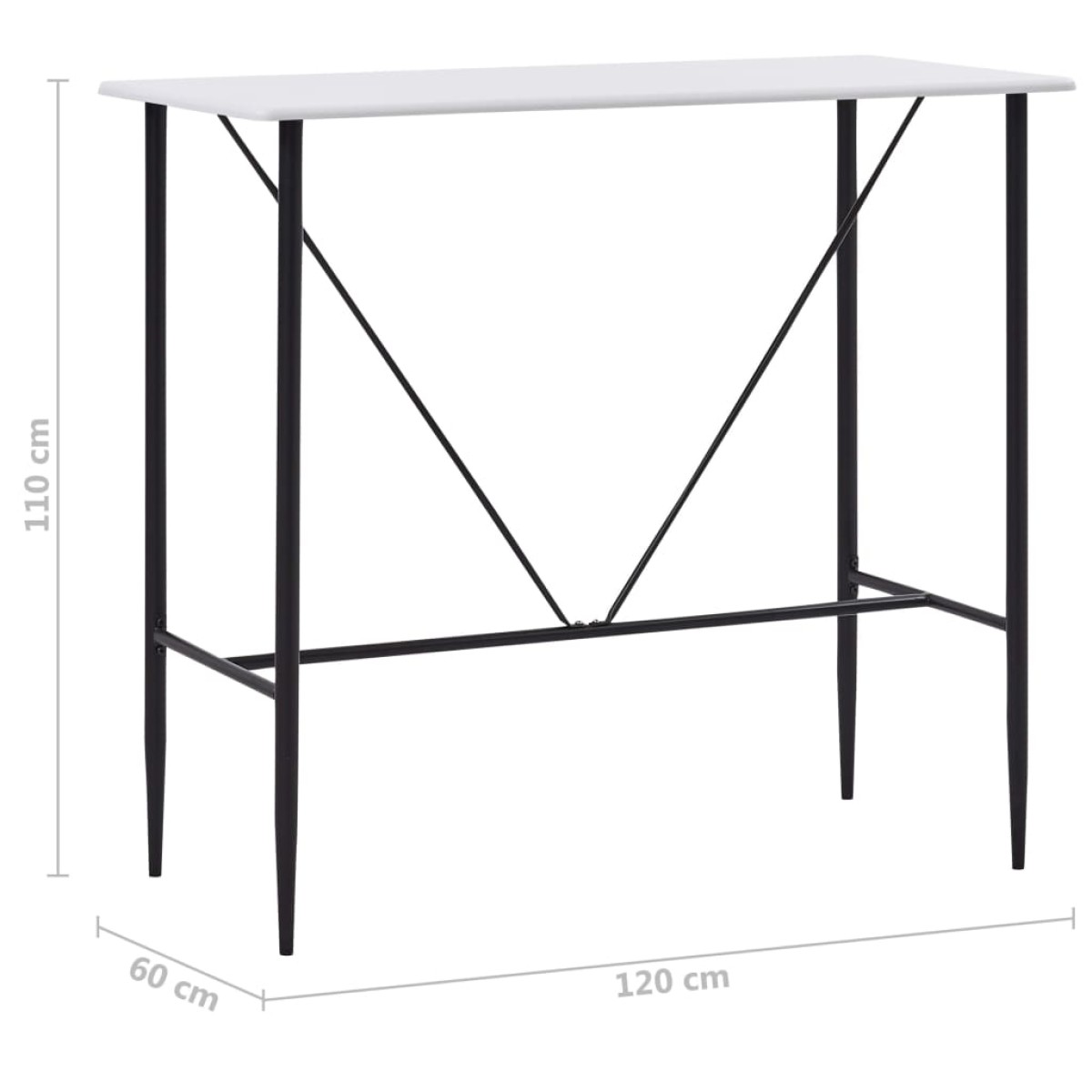 vidaXL Τραπέζι Μπαρ Λευκό 120 x 60 x 110 εκ. από MDF