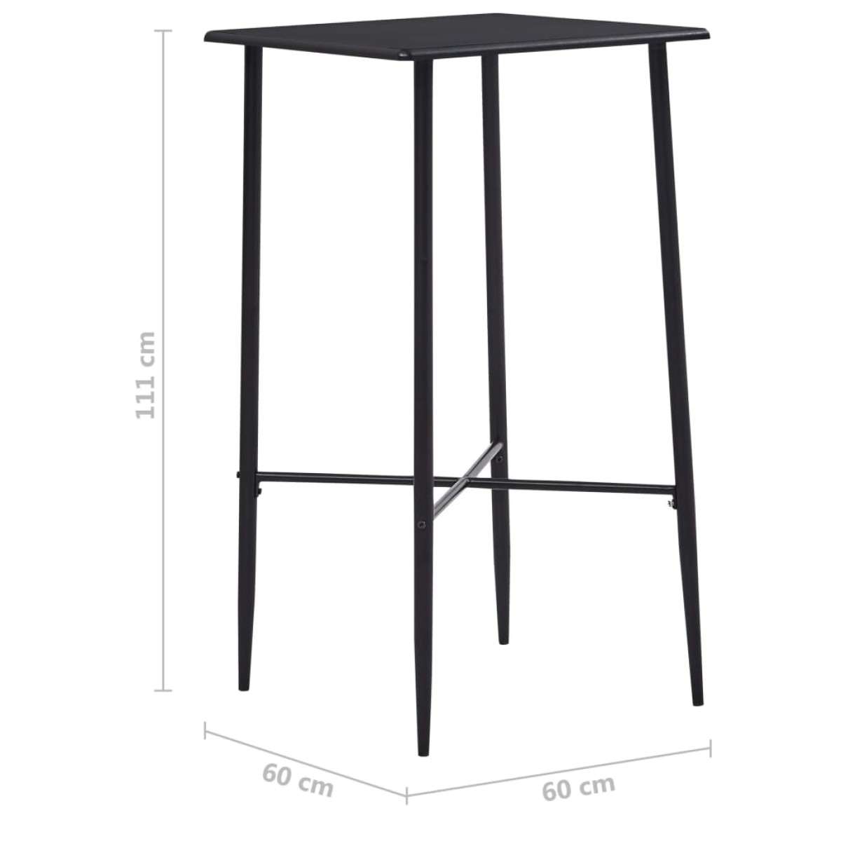 vidaXL Τραπέζι Μπαρ Μαύρο 60 x 60 x 111 εκ. από MDF