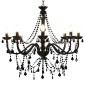 vidaXL Πολυέλαιος με Χάντρες Μαύρος με 8 Ντουί Ε14