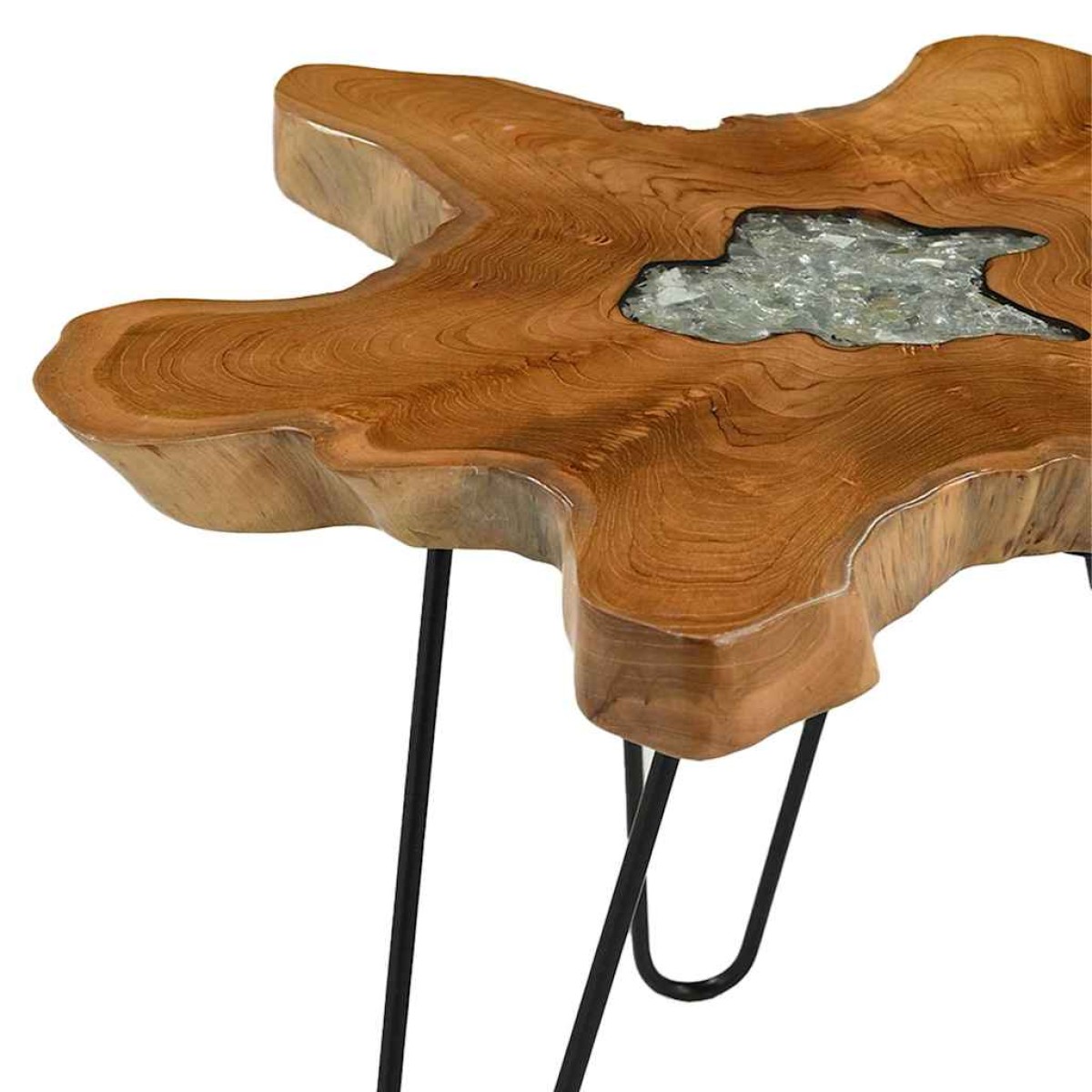 vidaXL Τραπεζάκι Σαλονιού 70x45 εκ. από Μασίφ Ξύλο Teak / Συνθ. Ρητίνη