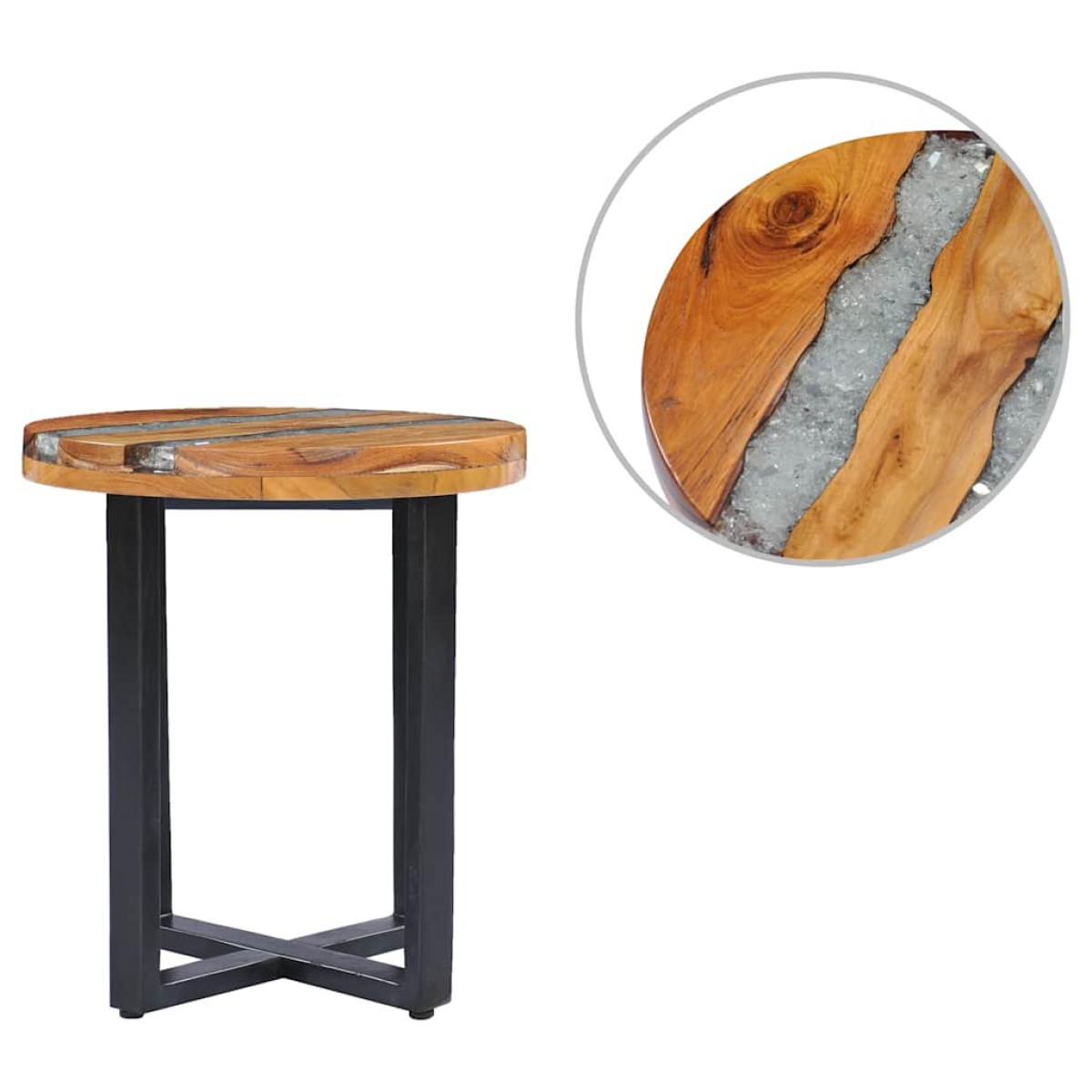 vidaXL Τραπεζάκι Σαλονιού 40x45 εκ. από Μασίφ Ξύλο Teak / Συνθ. Ρητίνη
