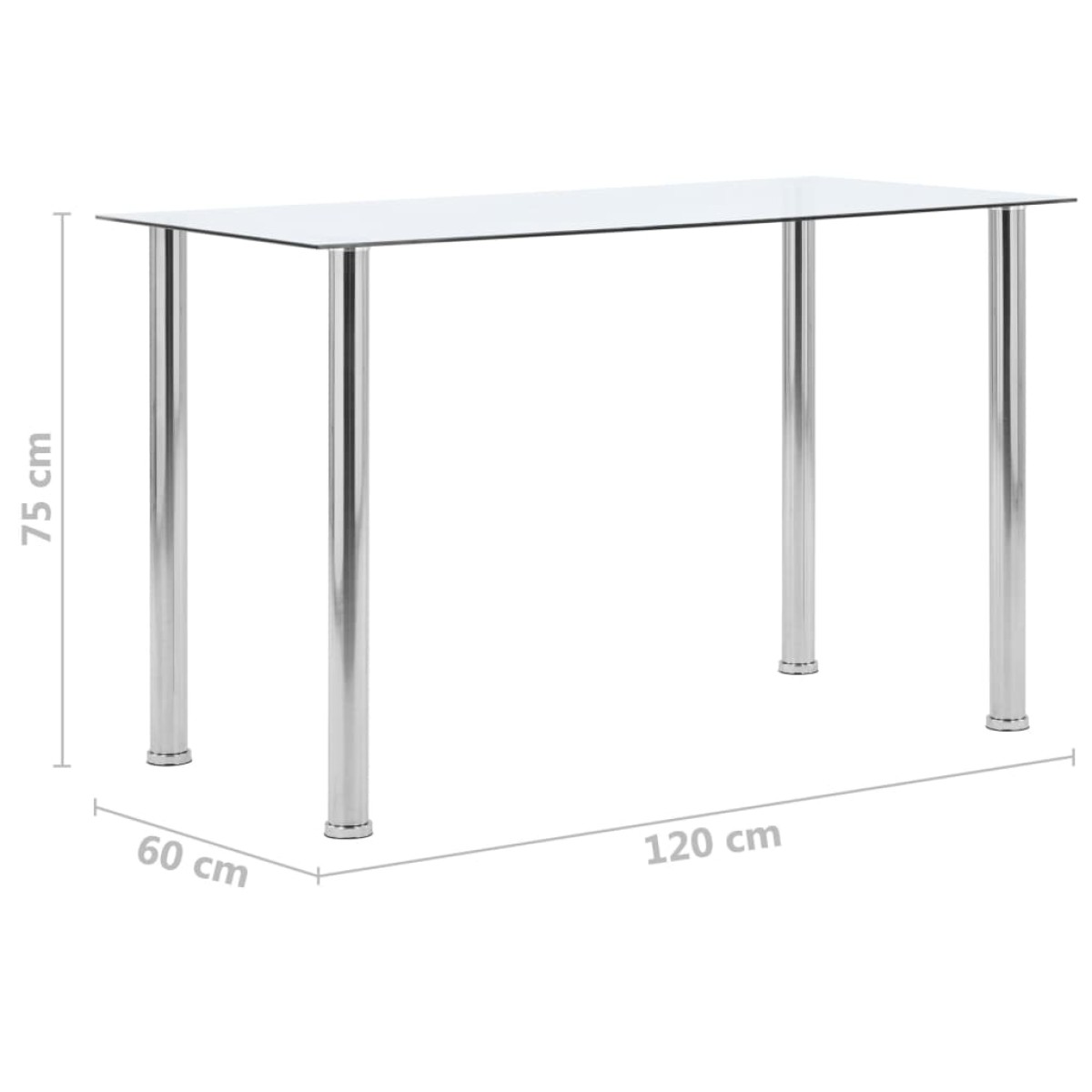 vidaXL Τραπεζαρία Διάφανη 120 x 60 x 75 εκ. από Ψημένο Γυαλί
