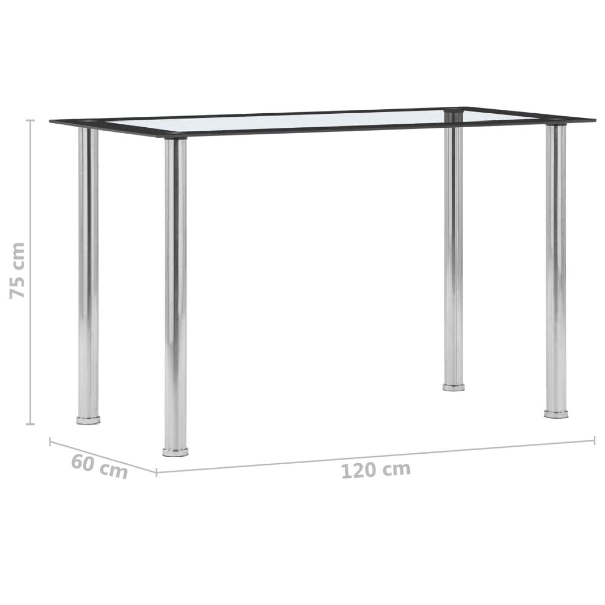 vidaXL Τραπεζαρία Μαύρη / Διαφανής 120 x 60 x 75 εκ. από Ψημένο Γυαλί