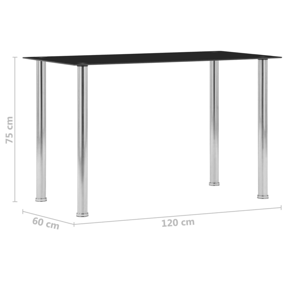 vidaXL Τραπεζαρία Μαύρη 120 x 60 x 75 εκ. από Ψημένο Γυαλί