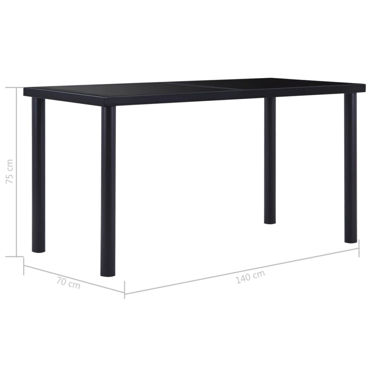 vidaXL Τραπεζαρία Μαύρη 140 x 70 x 75 εκ. από Ψημένο Γυαλί