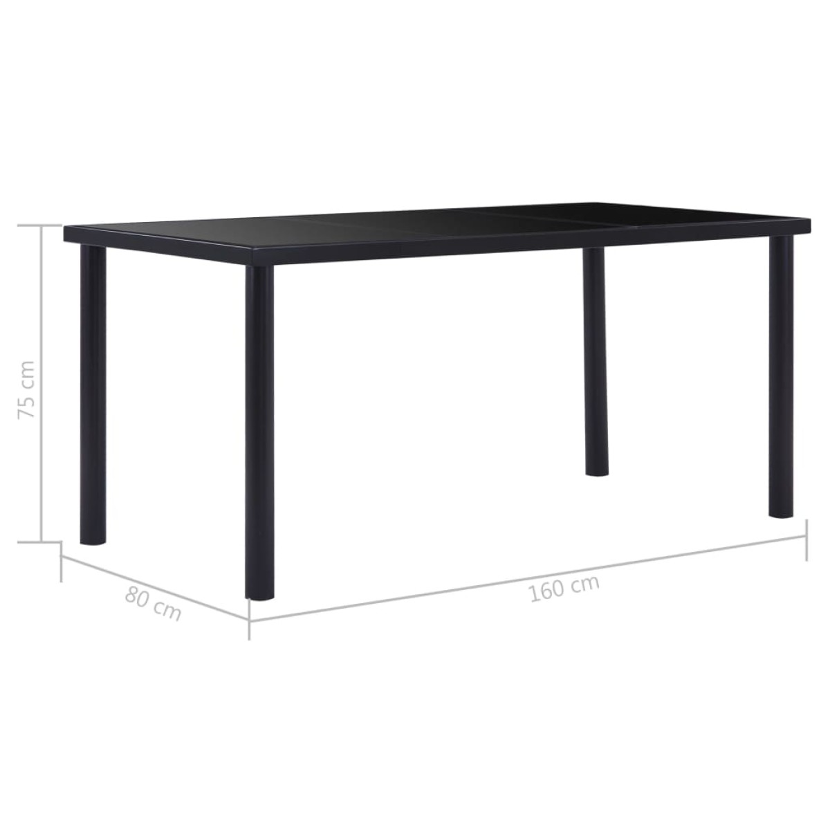 vidaXL Τραπεζαρία Μαύρη 160 x 80 x 75 εκ. από Ψημένο Γυαλί