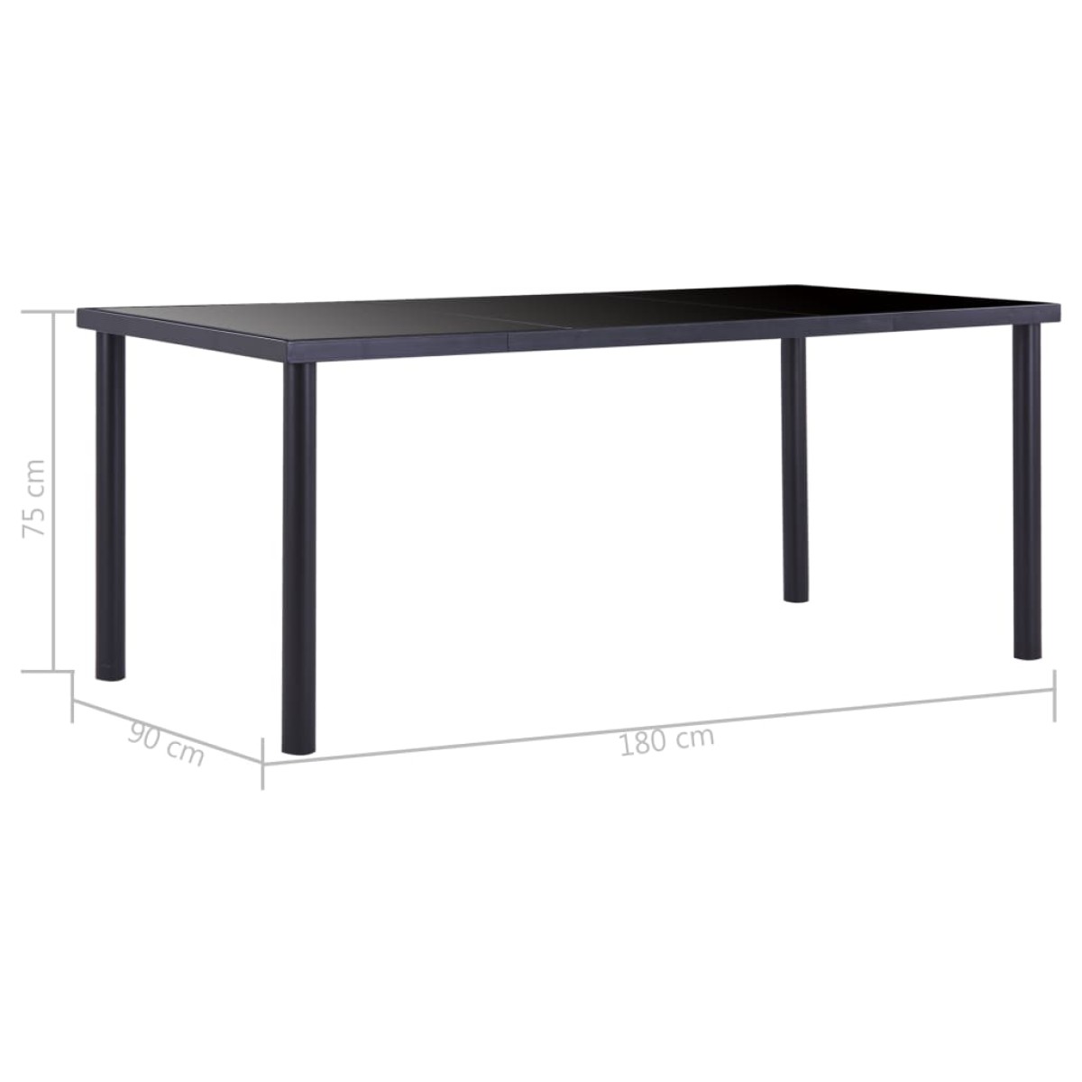 vidaXL Τραπεζαρία Μαύρη 180 x 90 x 75 εκ. από Ψημένο Γυαλί