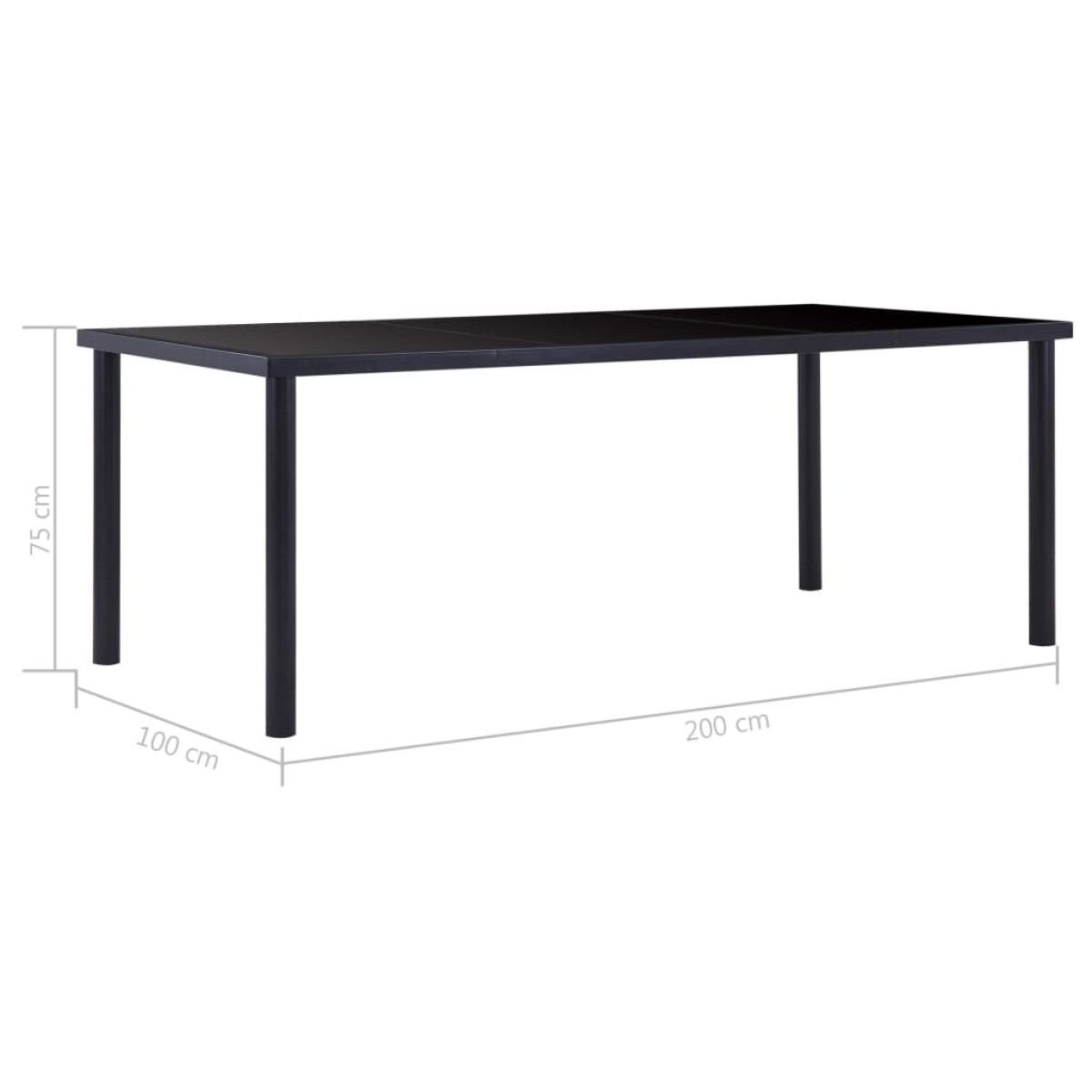 vidaXL Τραπεζαρία Μαύρη 200 x 100 x 75 εκ. από Ψημένο Γυαλί