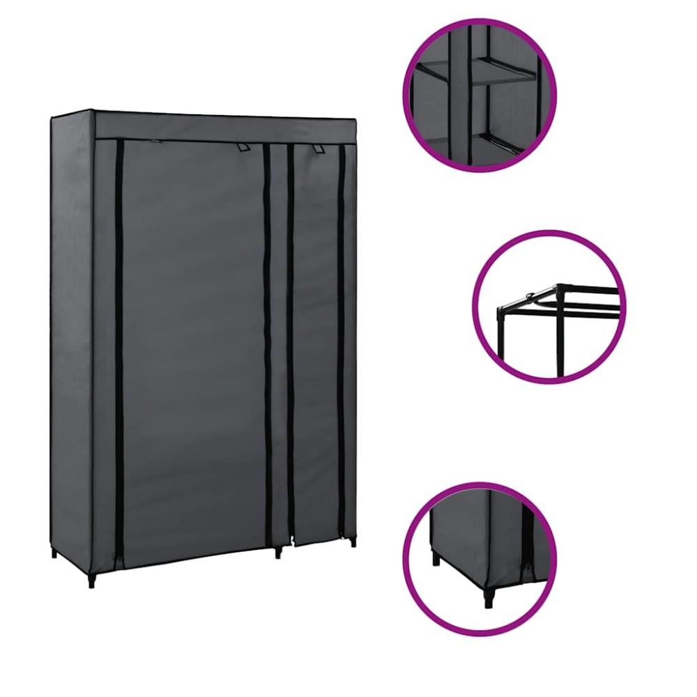 vidaXL Ντουλάπα Αναδιπλούμενη Γκρι 110 x 45 x 175 εκ. Υφασμάτινη
