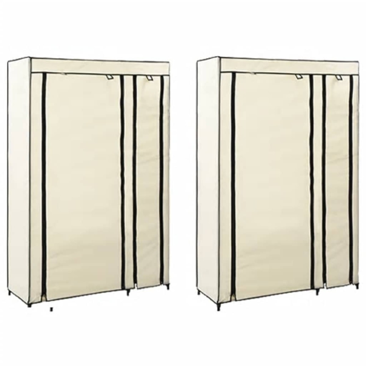 282424 vidaXL Folding Wardrobes 2 pcs Cream 110x45x175 cm Fabric