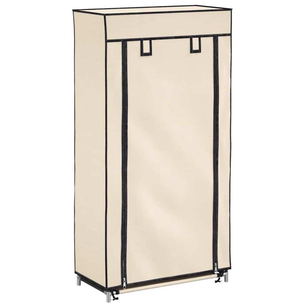 vidaXL Παπουτσοθήκη με Κάλυμμα Κρεμ 58x28x106 εκ. Ύφασμα