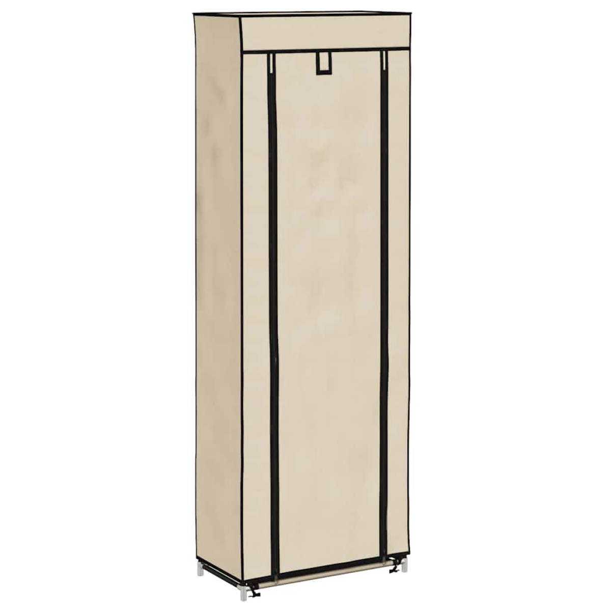 vidaXL Παπουτσοθήκη με Κάλυμμα Κρεμ 57 x 29 x 162 εκ. Υφασμάτινη